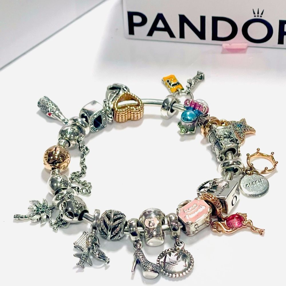 NWT Authentic PANDORA “Boss Babe” Themed Multi Charm Bracelet Rose Gold/Silver